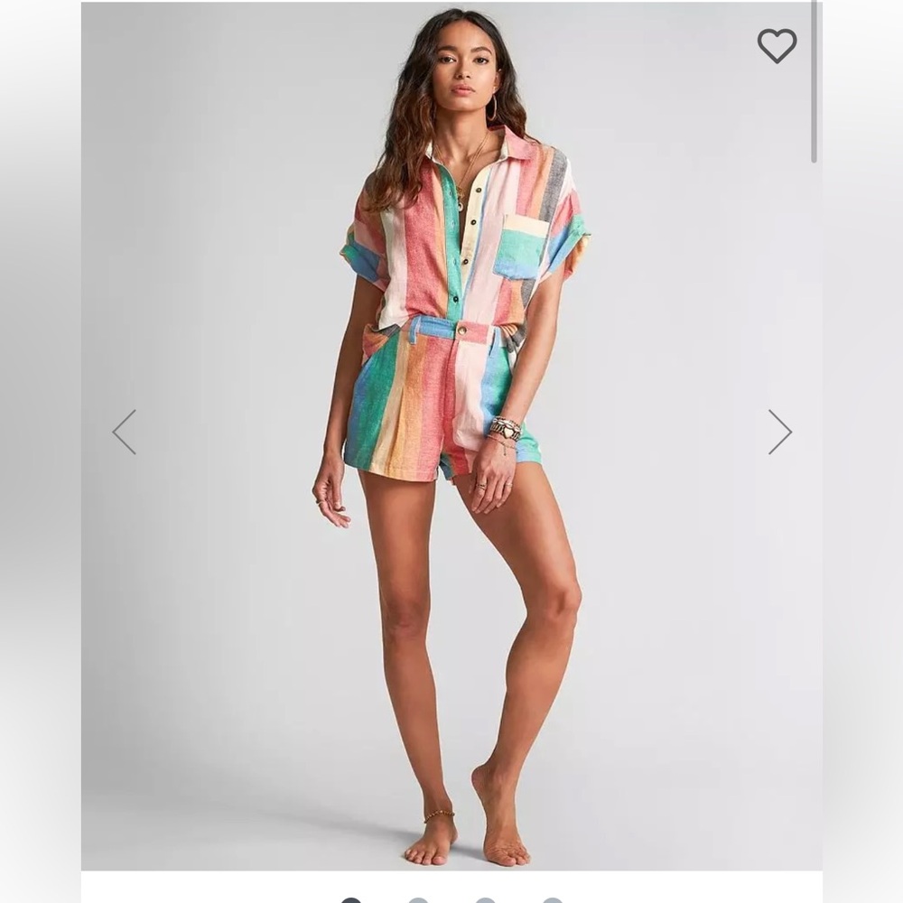 Billabong x Sincerely Jules Santorini Dreams Multi Striped Button-Up Top